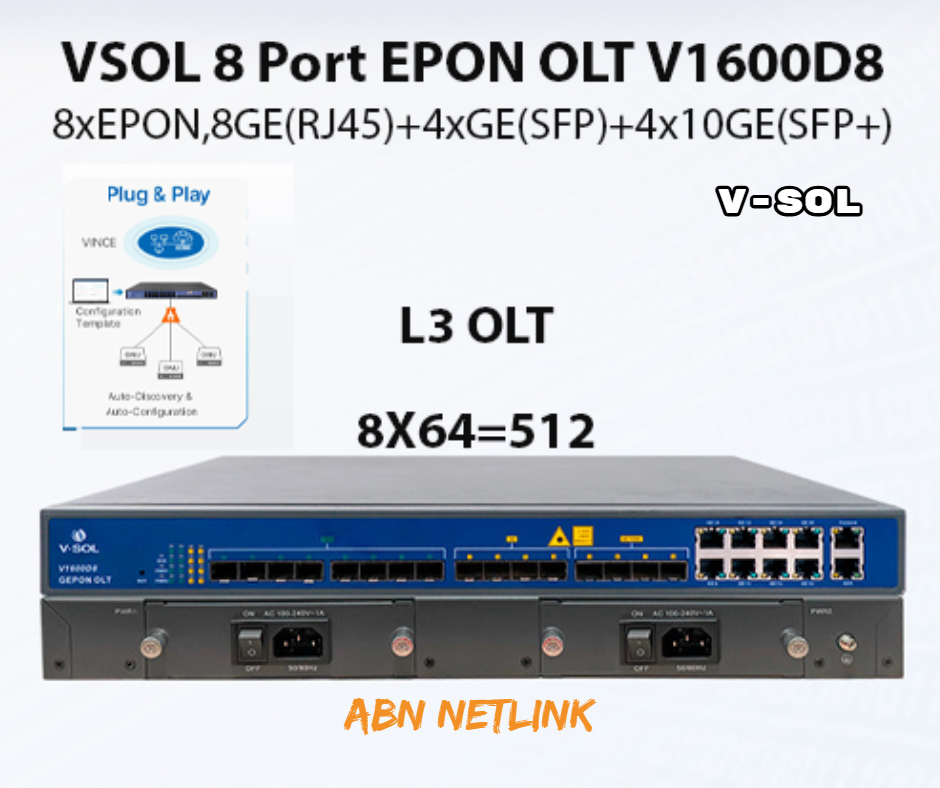 VSOL 8 Port EPON OLT V1600D8 10G UPLINK